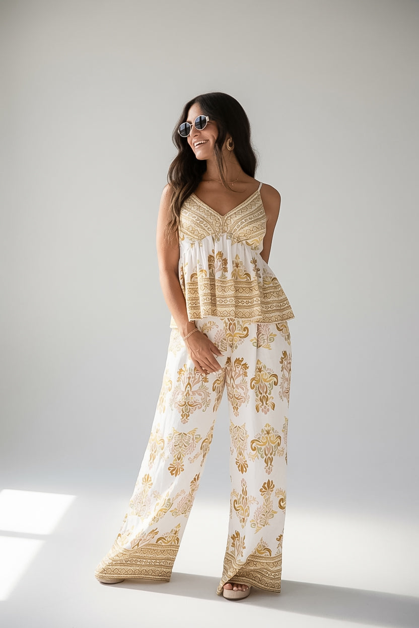 Cherish The Moment Printed Peplum Tank