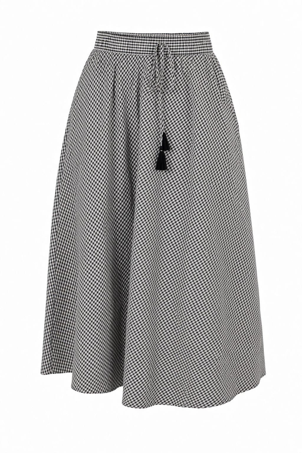 City Stroll Black Gingham Maxi Skirt