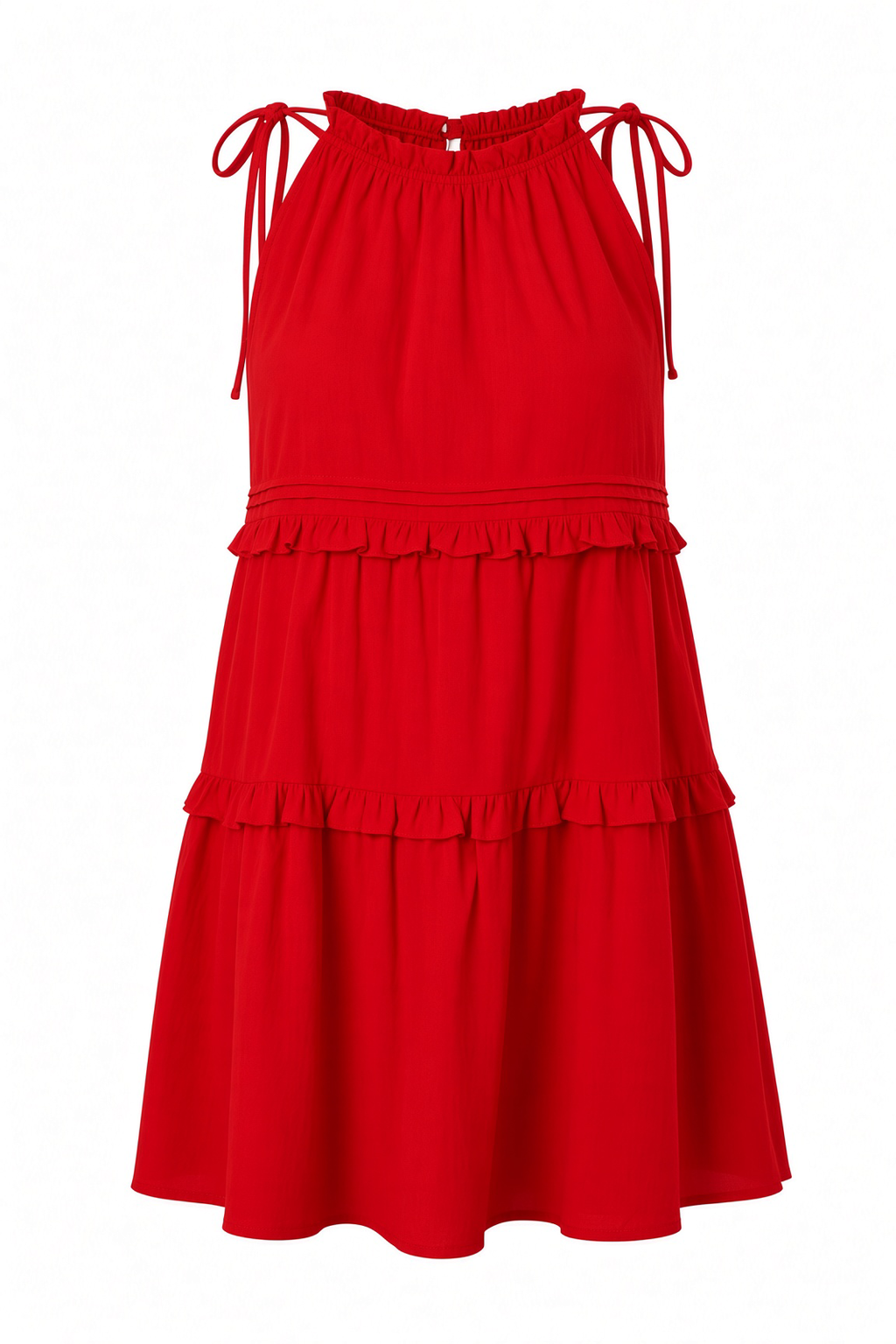 Adorably Flirty Red Tiered Mini Dress