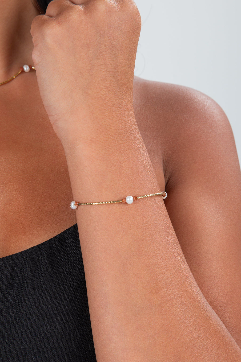 Amber Gold Beaded Bracelet