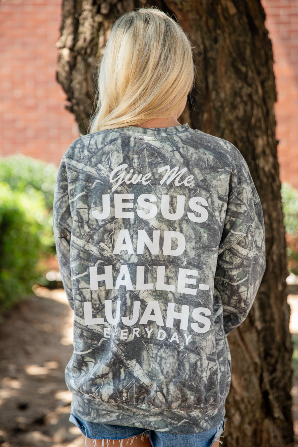 Camo Give Me Jesus and Hallelujahs Crewneck