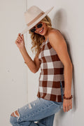 Check It Out Gingham Knit Tank