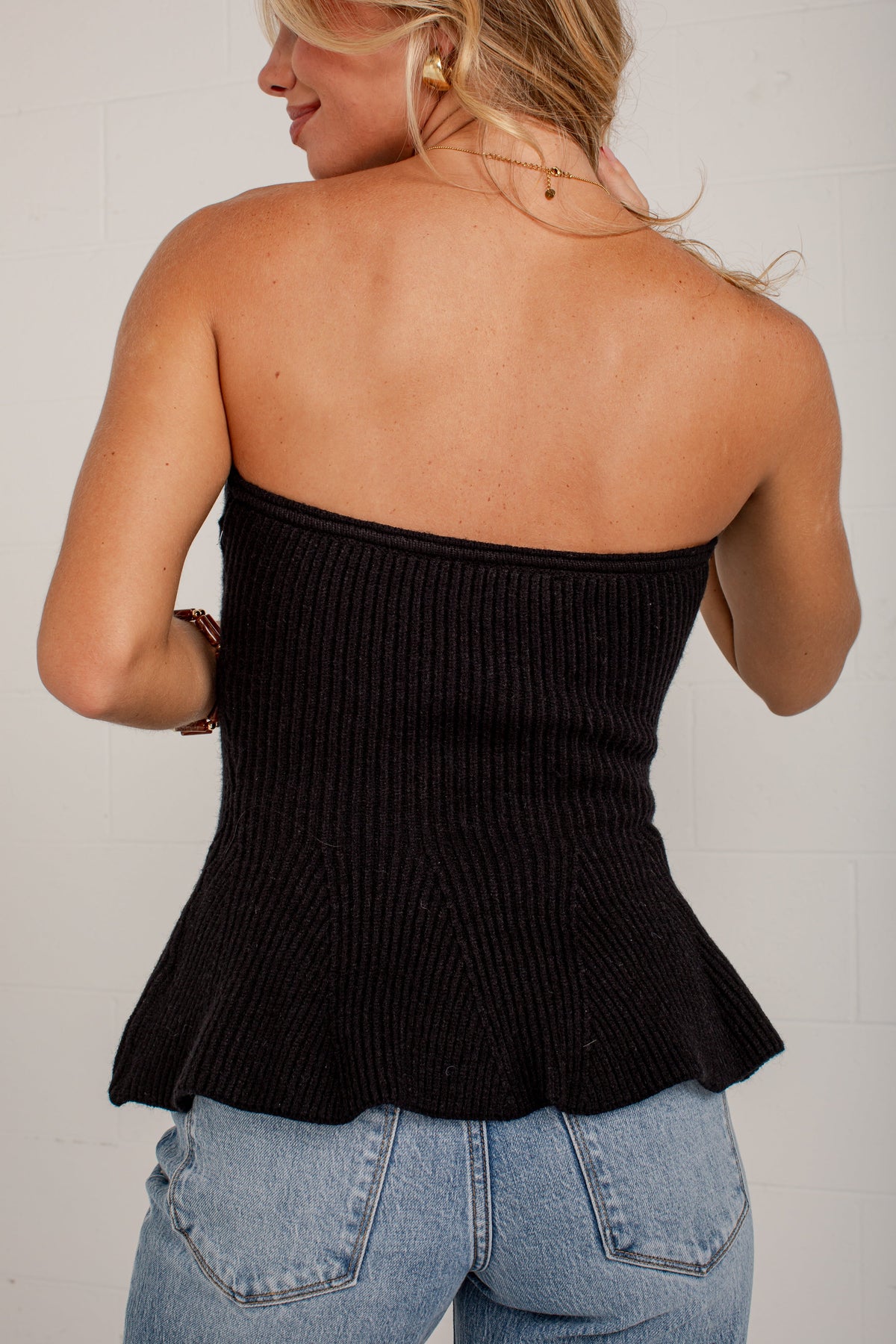 Better By Far Black Knit Top