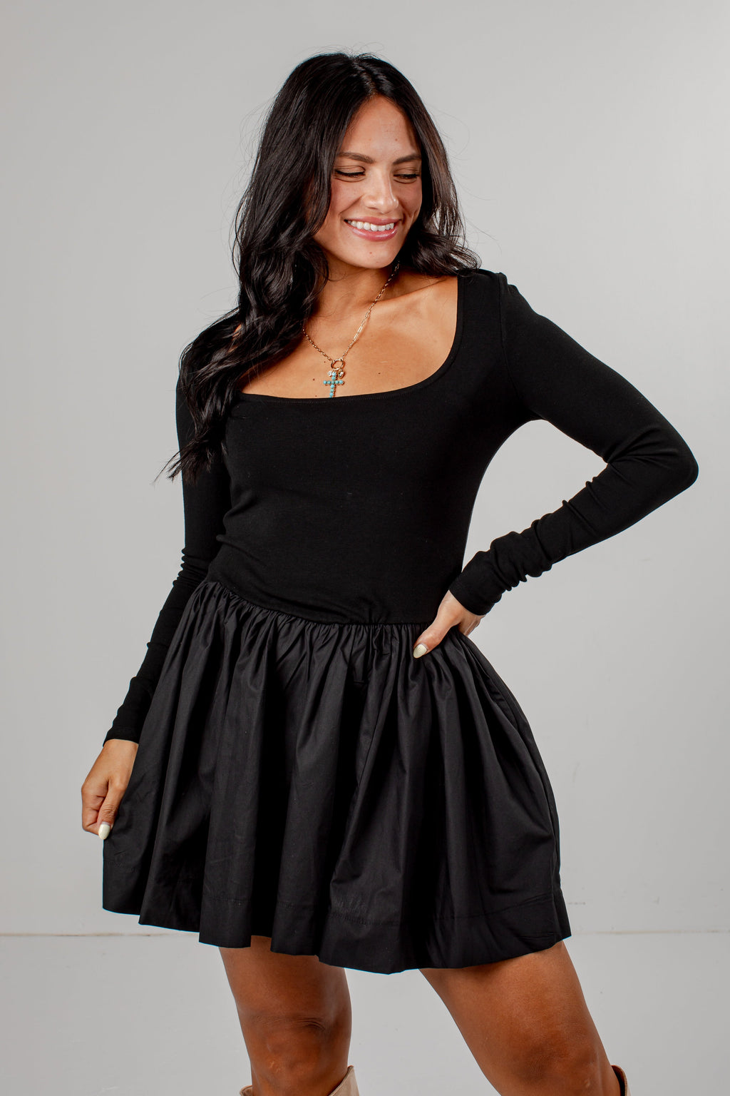 Daily Wear Long Sleeve Mini Dress