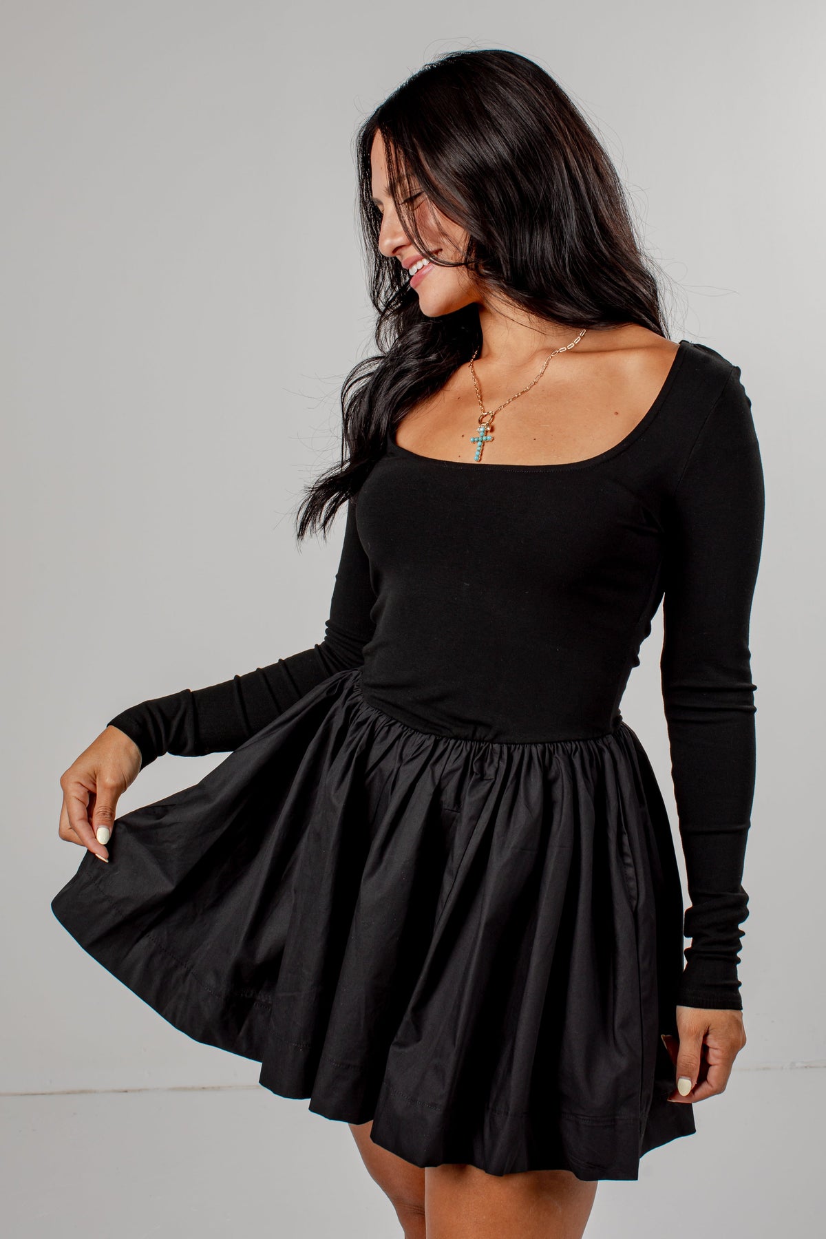 Daily Wear Long Sleeve Mini Dress