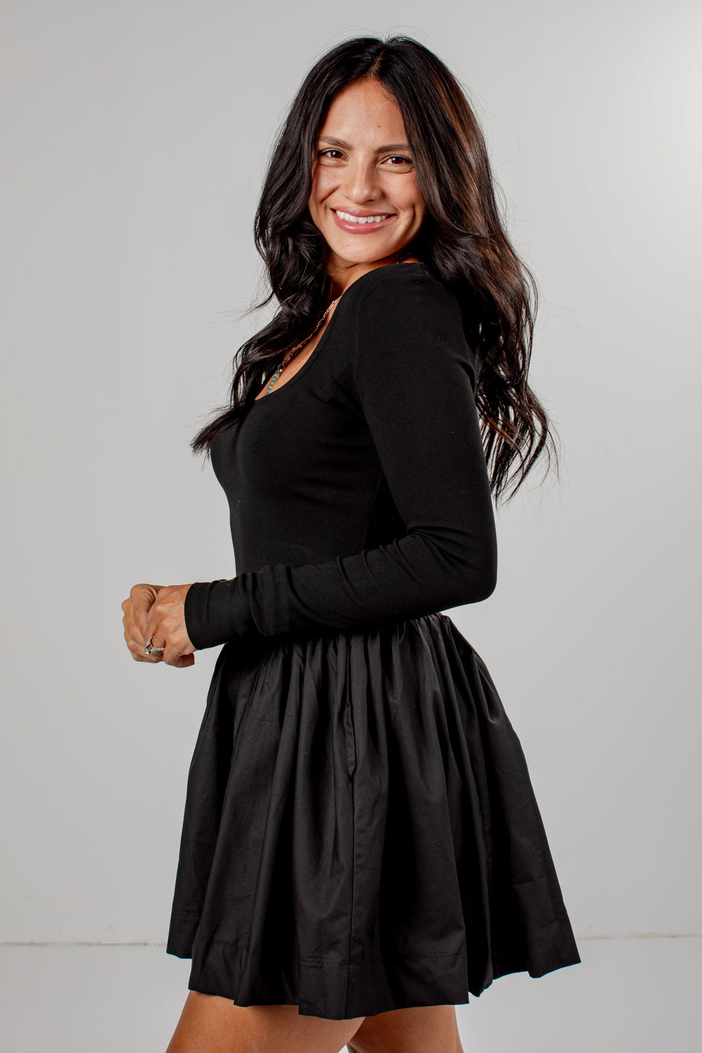 Daily Wear Long Sleeve Mini Dress