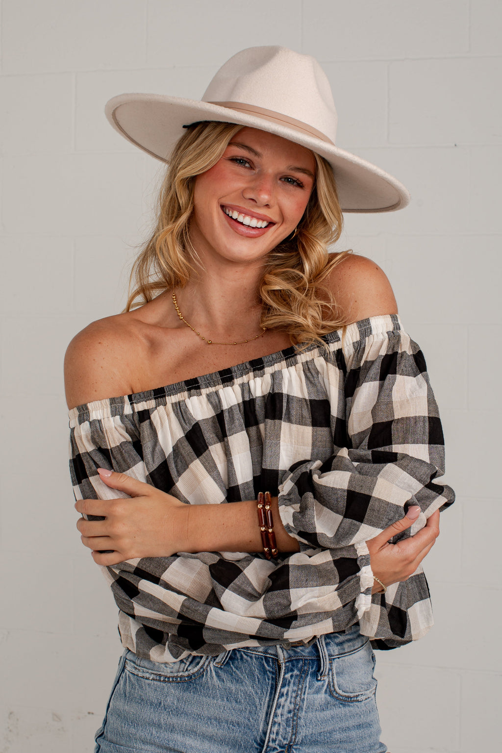 Check The Forecast Black Plaid Blouse