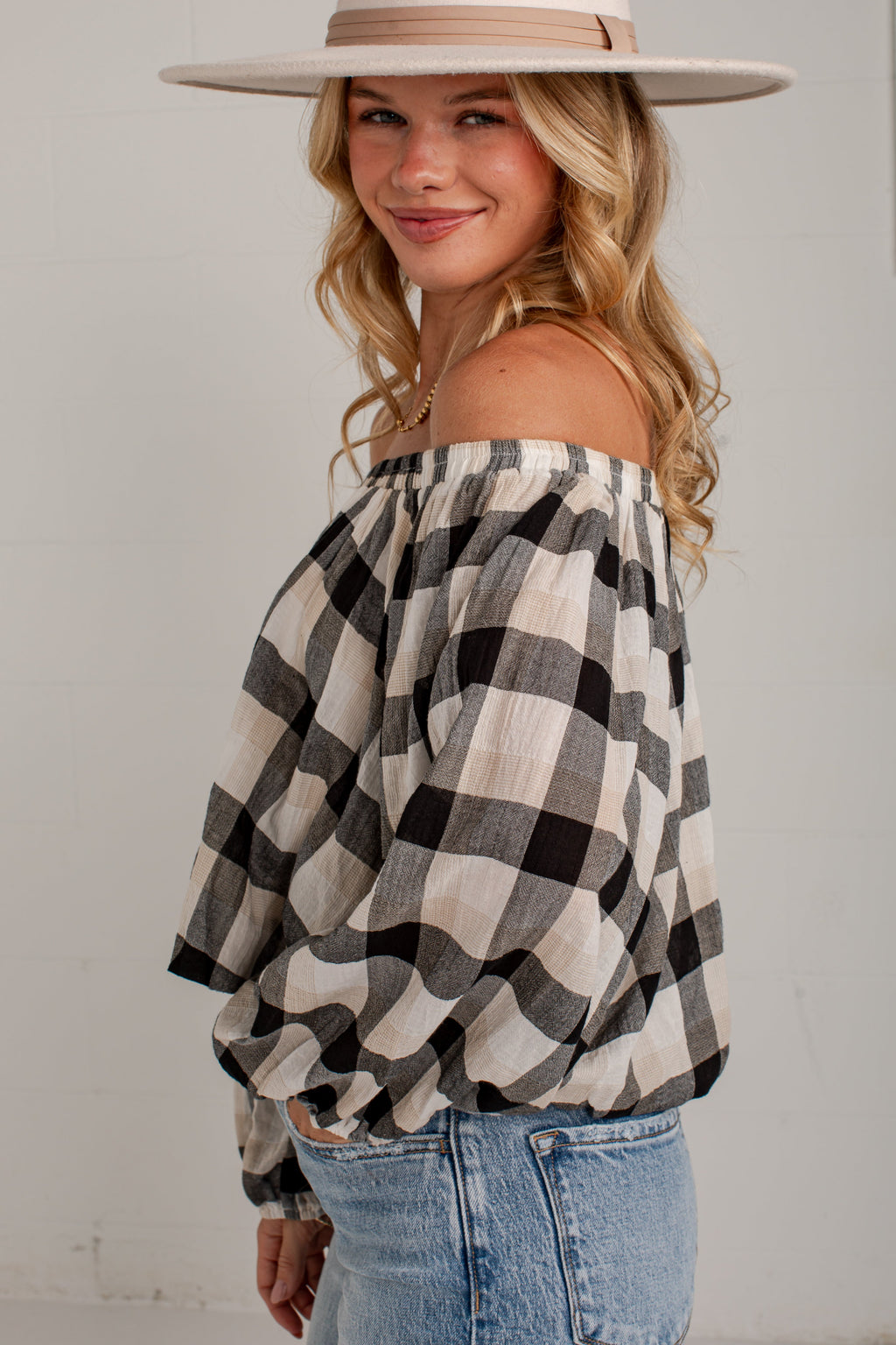Check The Forecast Black Plaid Blouse