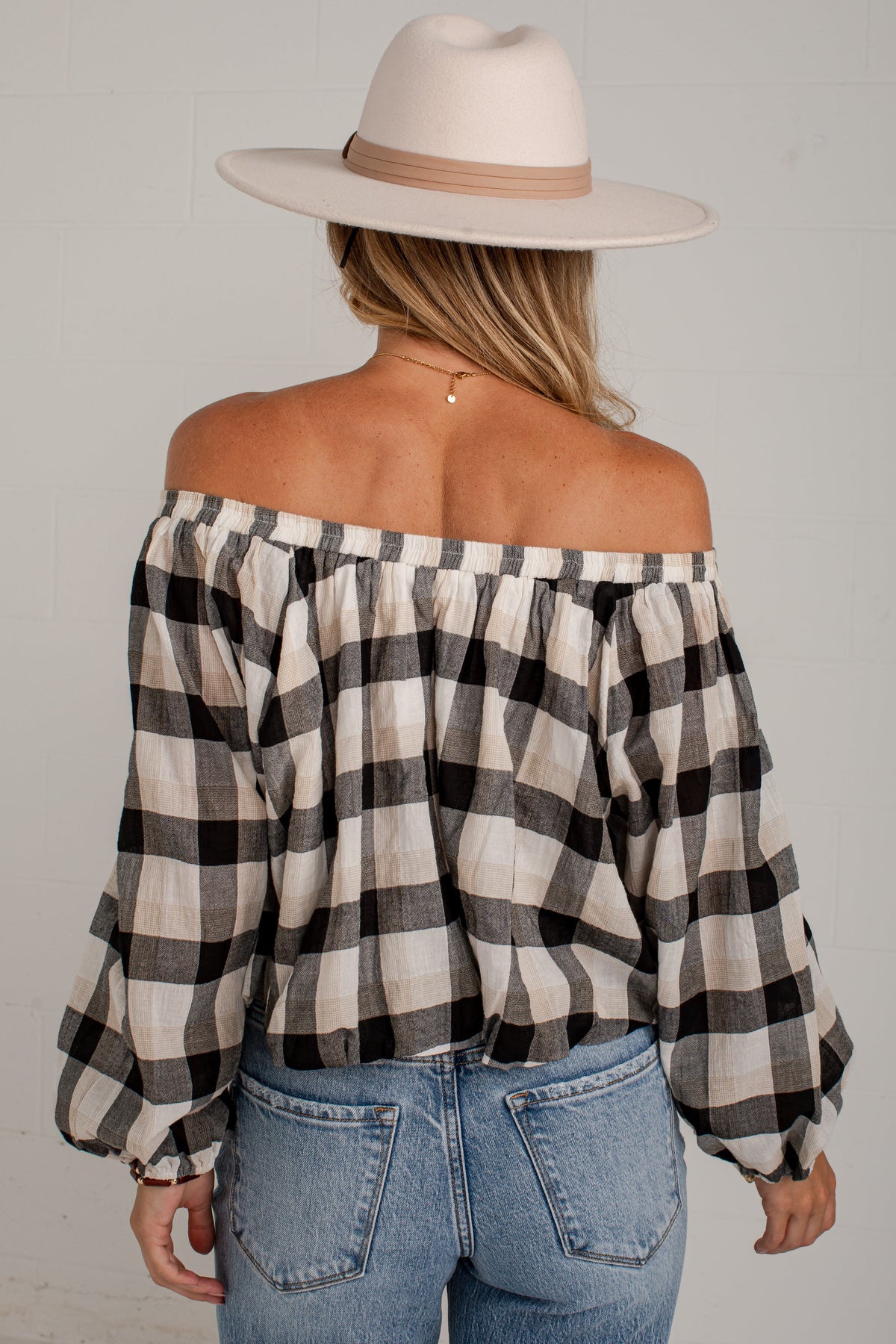 Check The Forecast Black Plaid Blouse