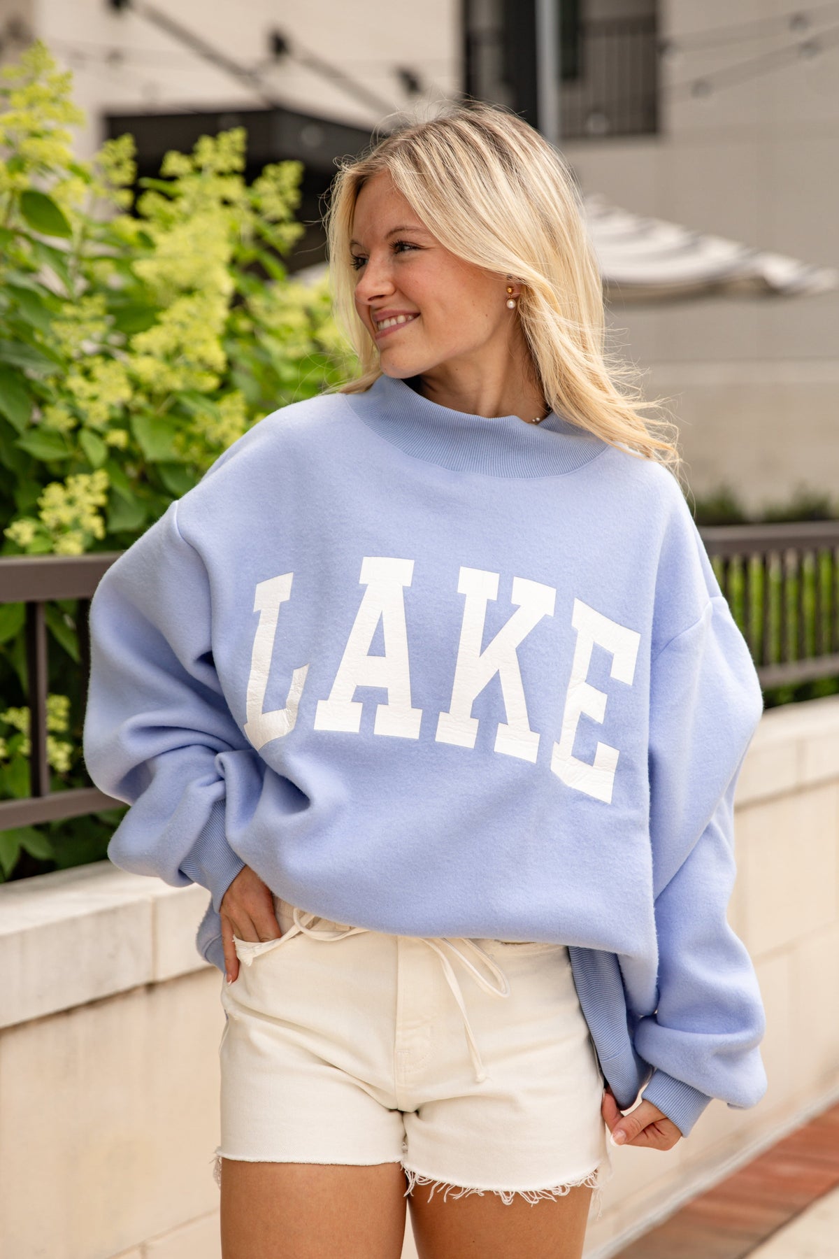 Beach/Lake Blue Reversible Mockneck Sweatshirt
