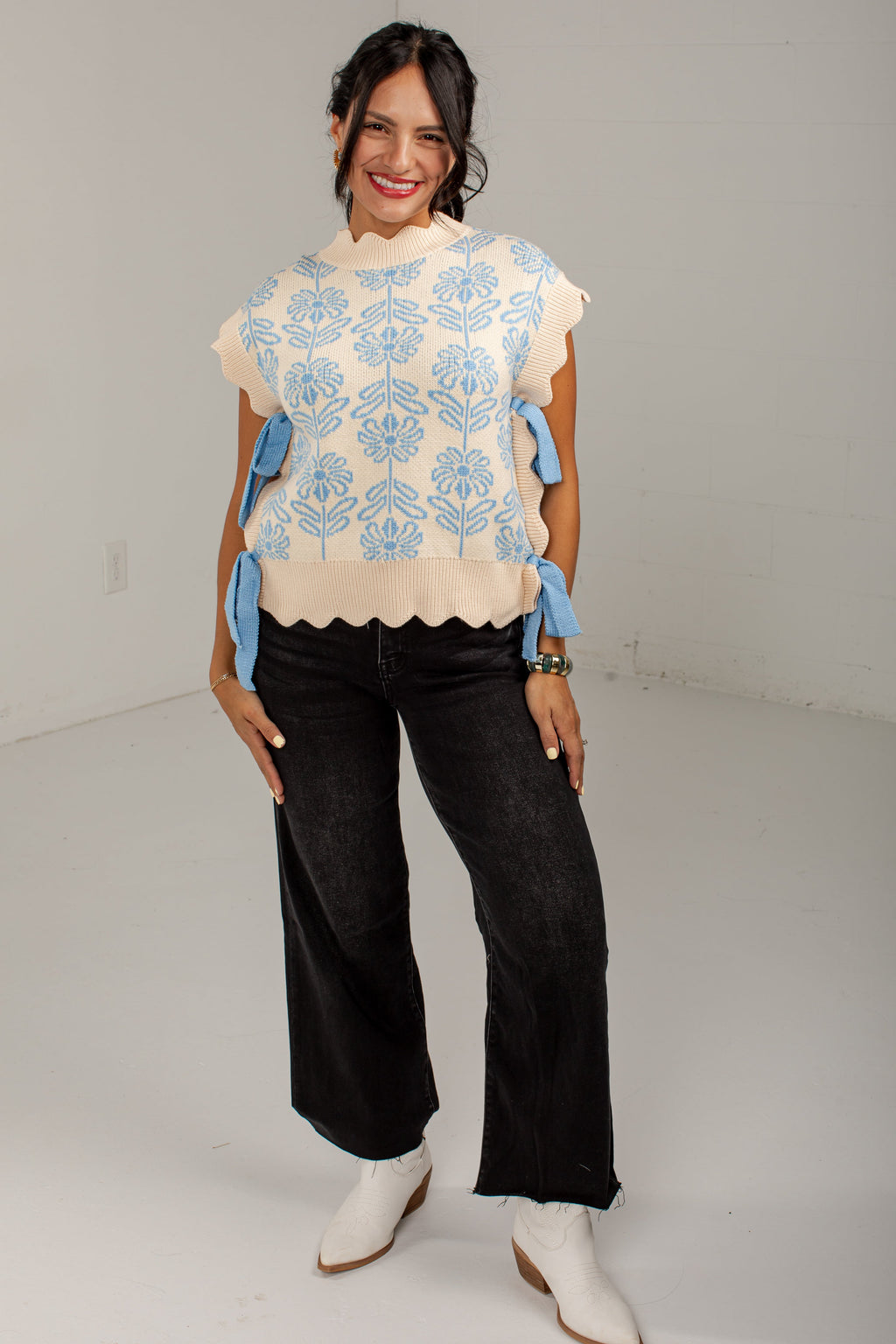 Always On My Mind Floral Tie Side Sweater