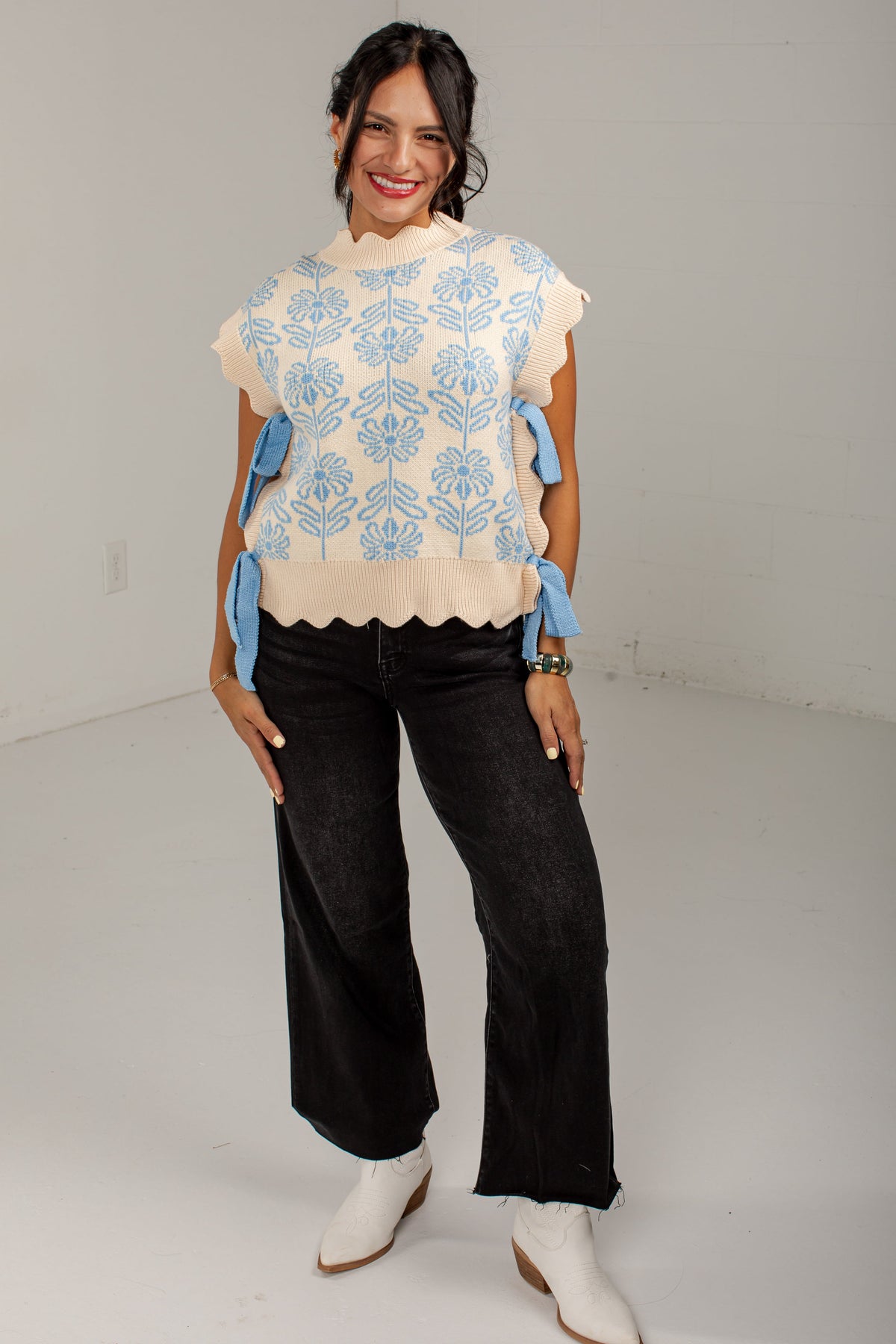 Always On My Mind Floral Tie Side Sweater