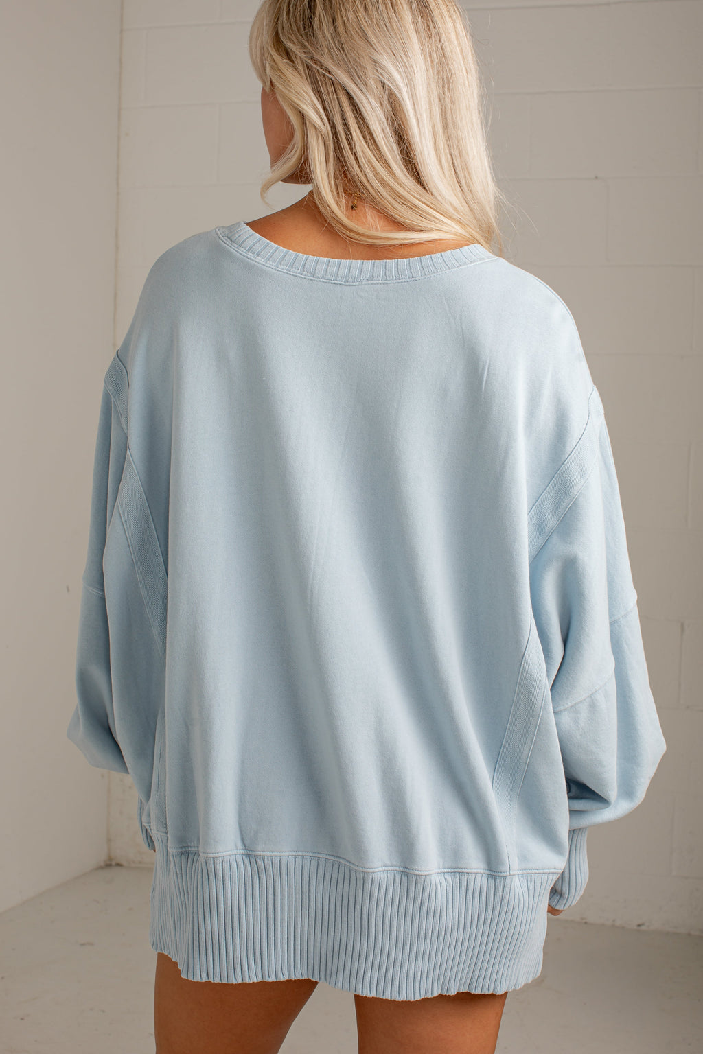 Crisp Air Light Blue Oversized Pullover