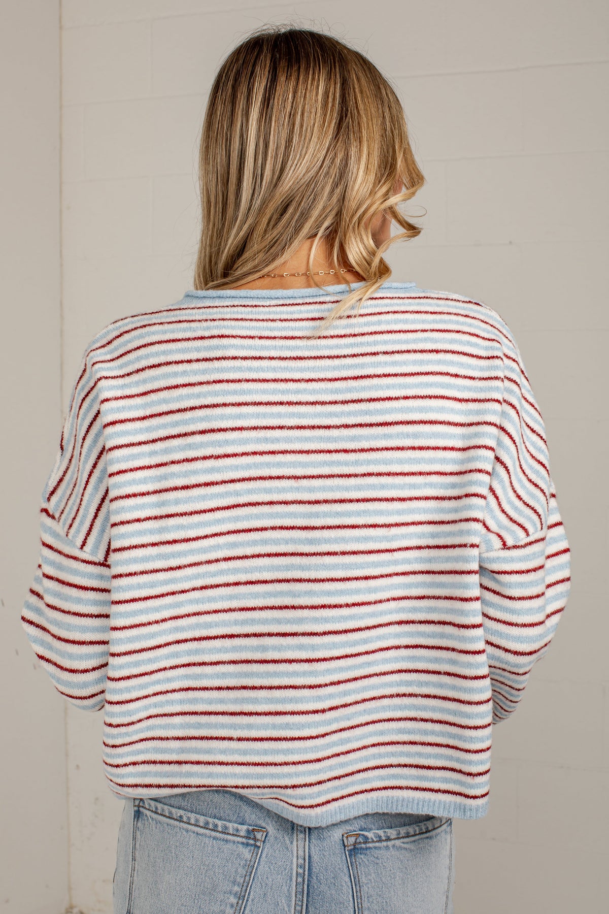 Better In Blue Contrast Stripe Cardigan