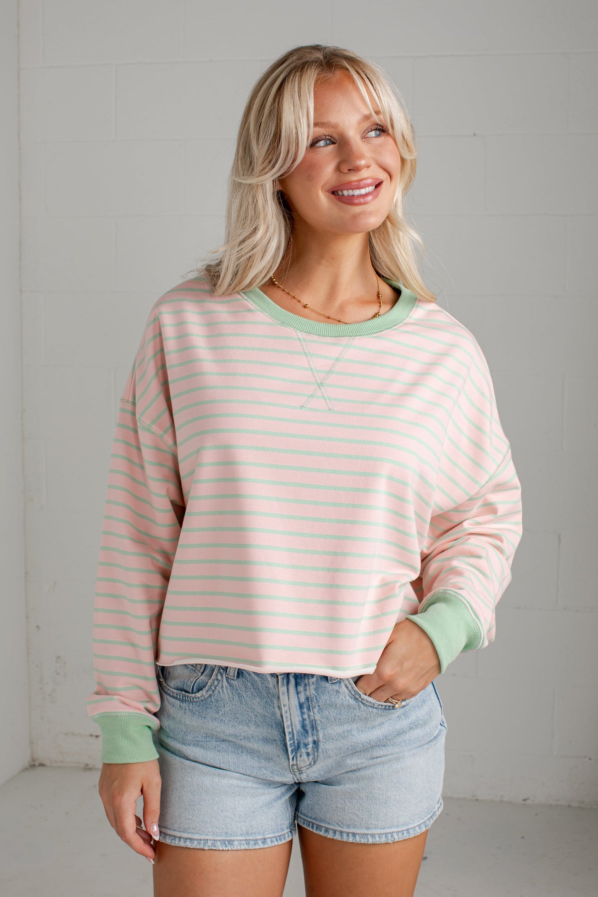 Dream Girl Stripe Blush Pullover