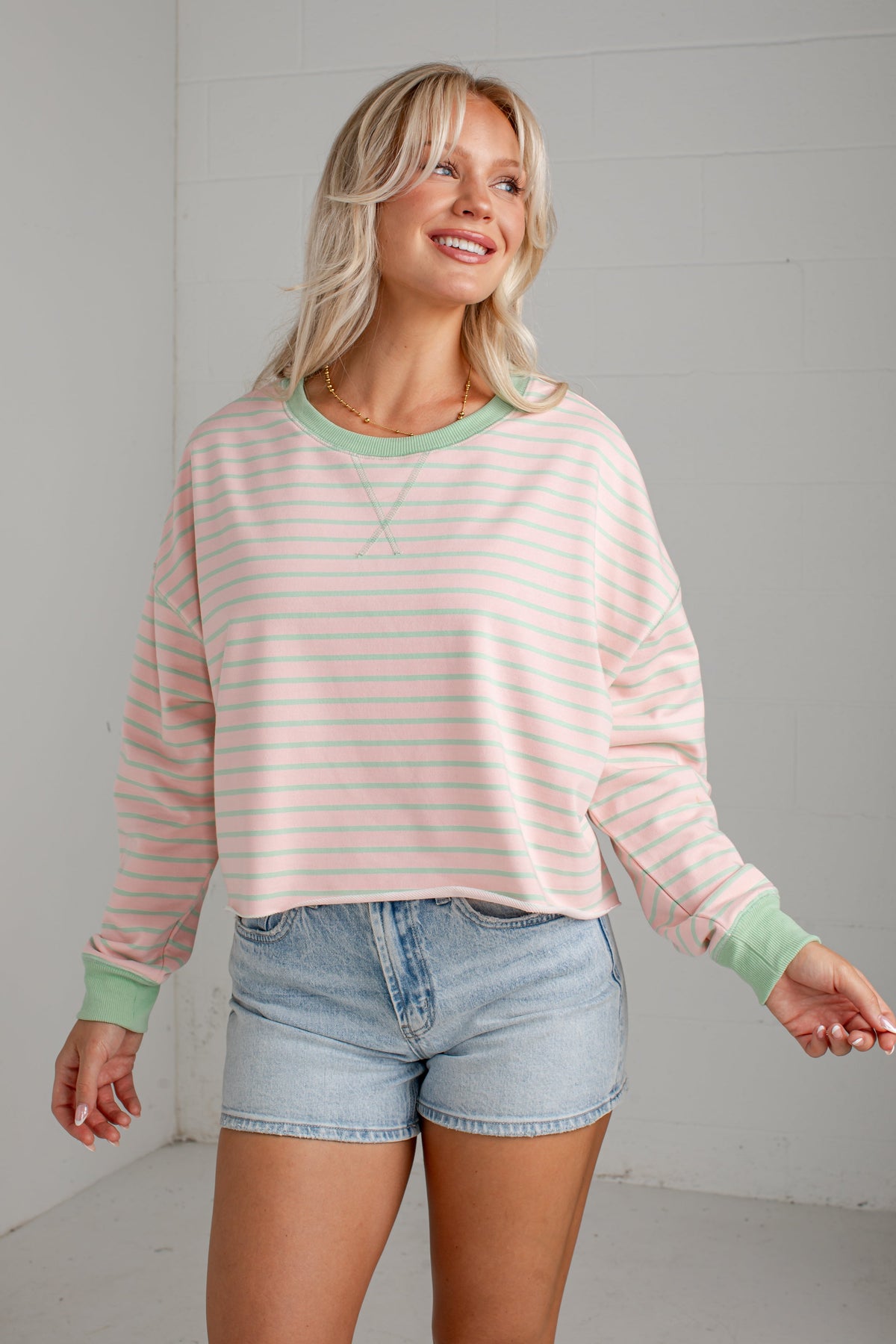 Dream Girl Stripe Blush Pullover