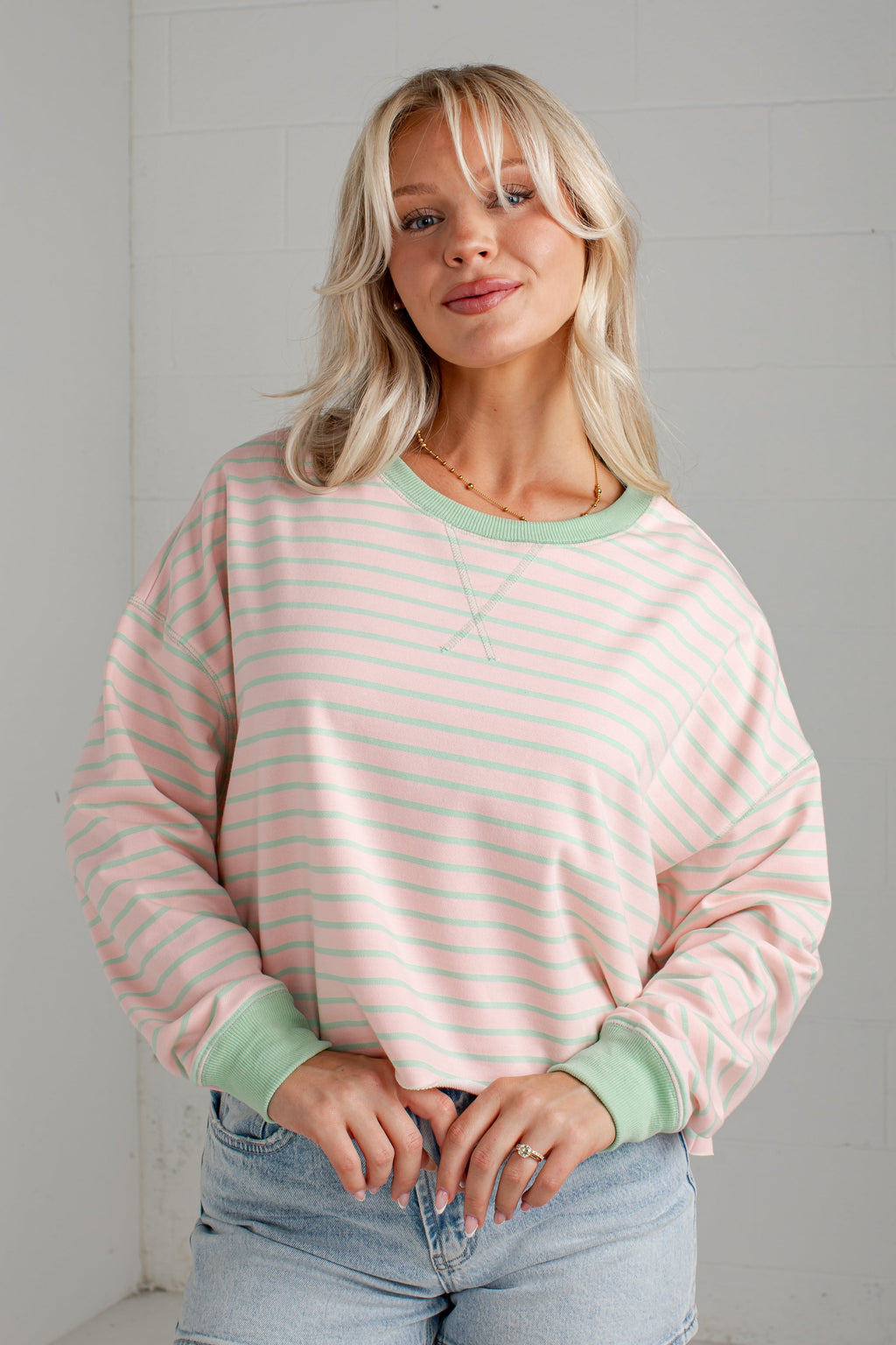 Dream Girl Stripe Blush Pullover