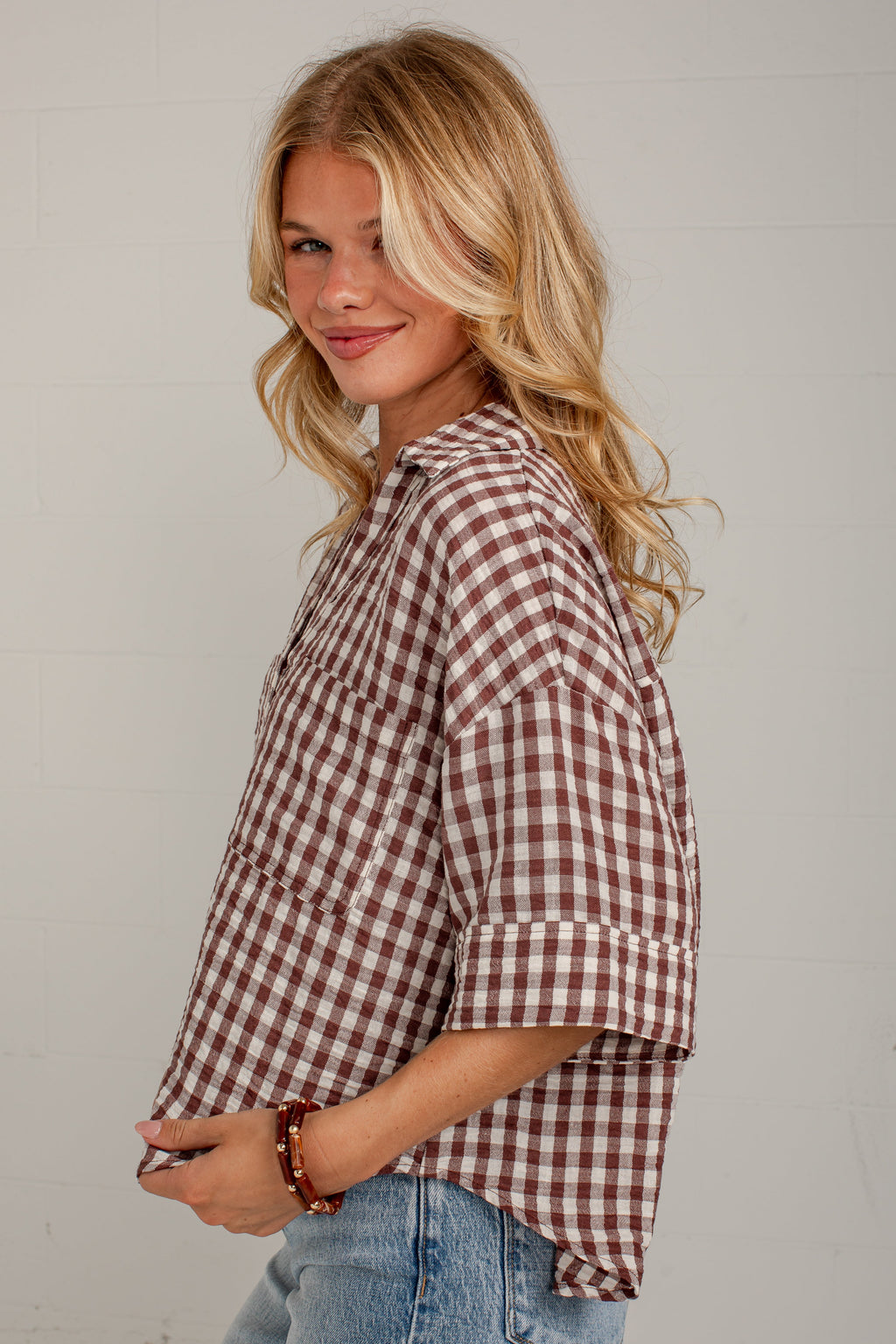 Checked In Gingham Casual Top