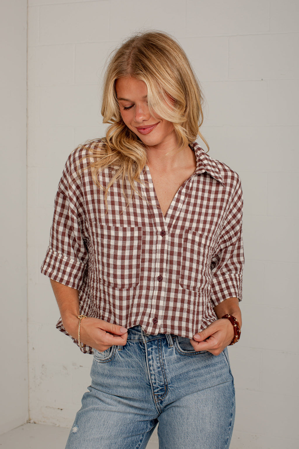 Checked In Gingham Casual Top