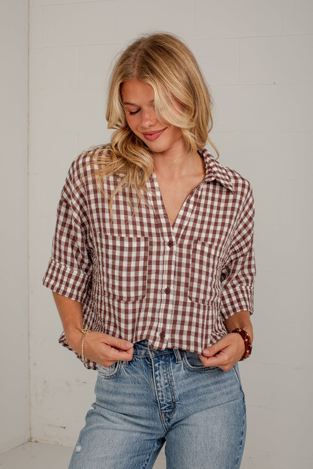 Checked In Gingham Casual Top