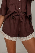After Hours Brown Lace Trim Shorts