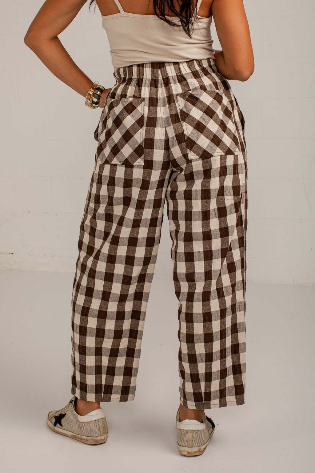 Countryside Check Brick Plaid Brown Pants