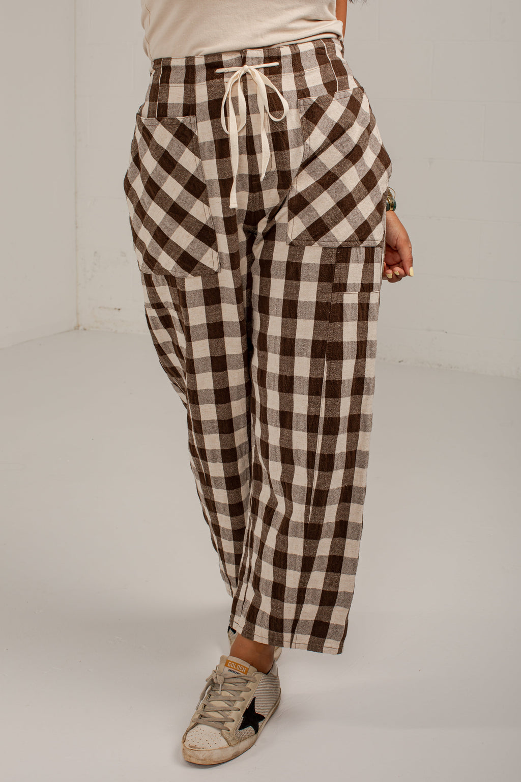Countryside Check Brick Plaid Brown Pants
