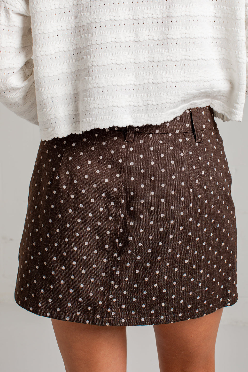 Dot Your Way Brown Polka Dot Mini Skirt