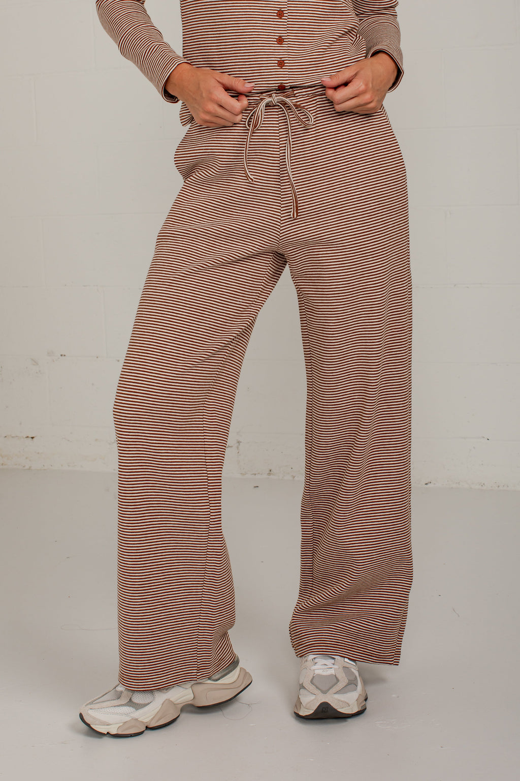Coffee Break Brown Stripe Wide Leg Pants