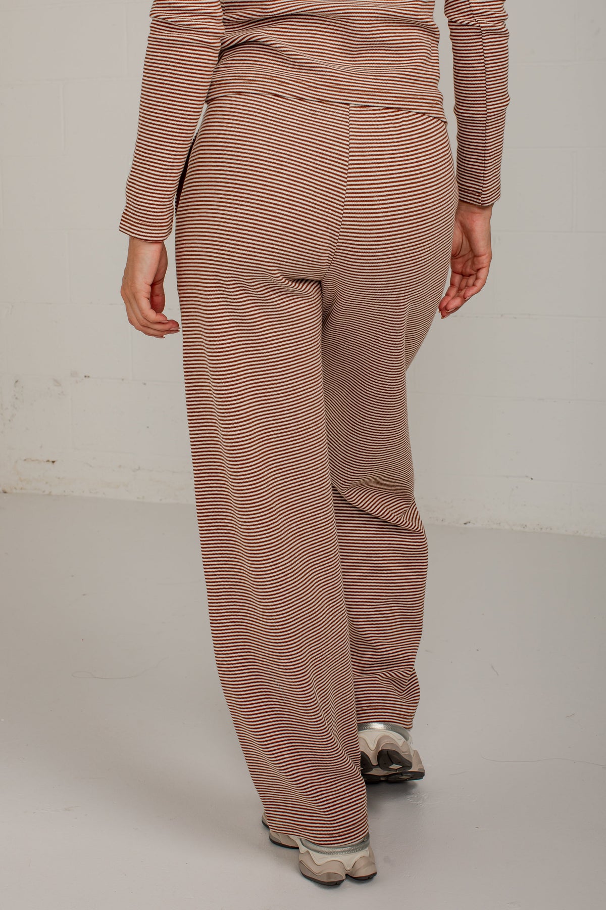 Coffee Break Brown Stripe Wide Leg Pants
