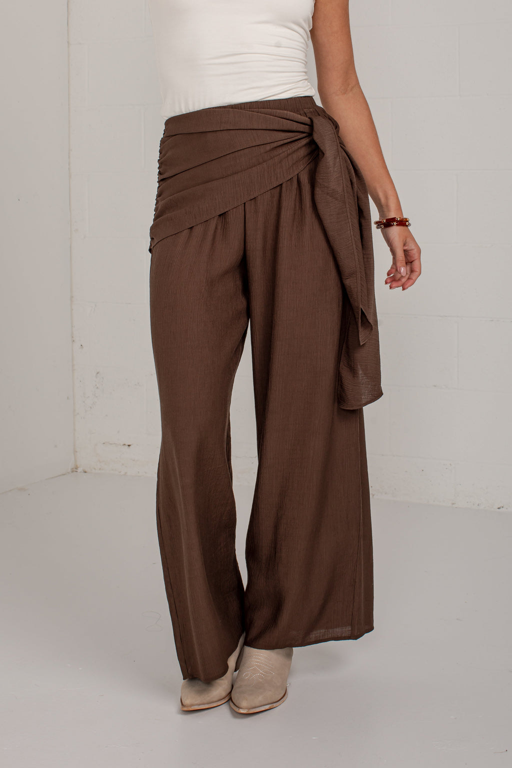 Downtown Edit Brown Wide Leg Pants