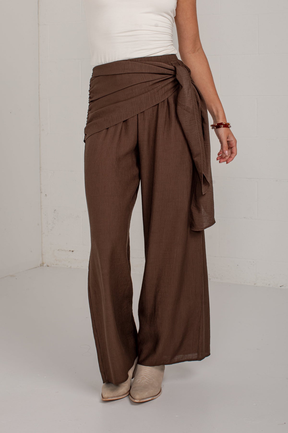 Downtown Edit Brown Wide Leg Pants