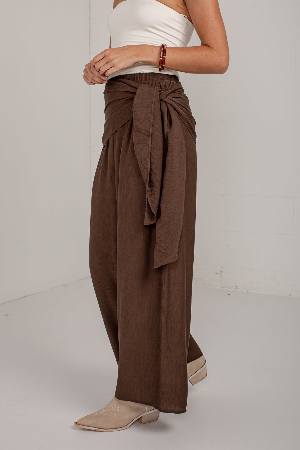 Downtown Edit Brown Wide Leg Pants