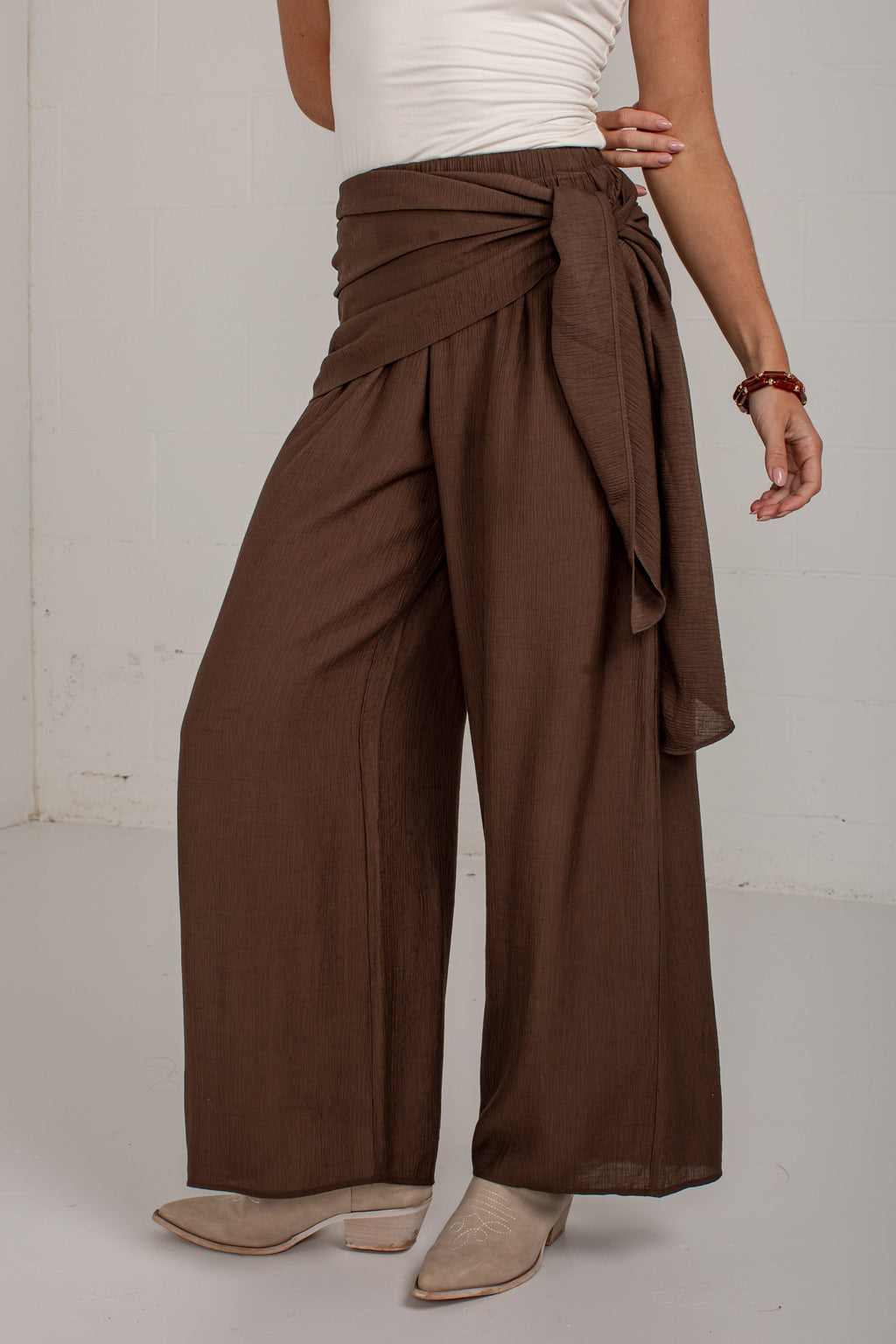 Downtown Edit Brown Wide Leg Pants