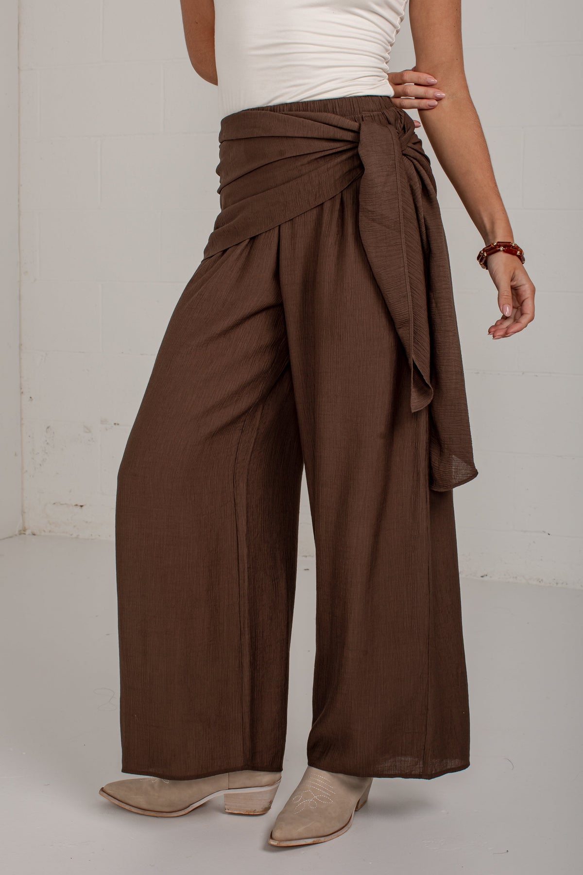 Downtown Edit Brown Wide Leg Pants