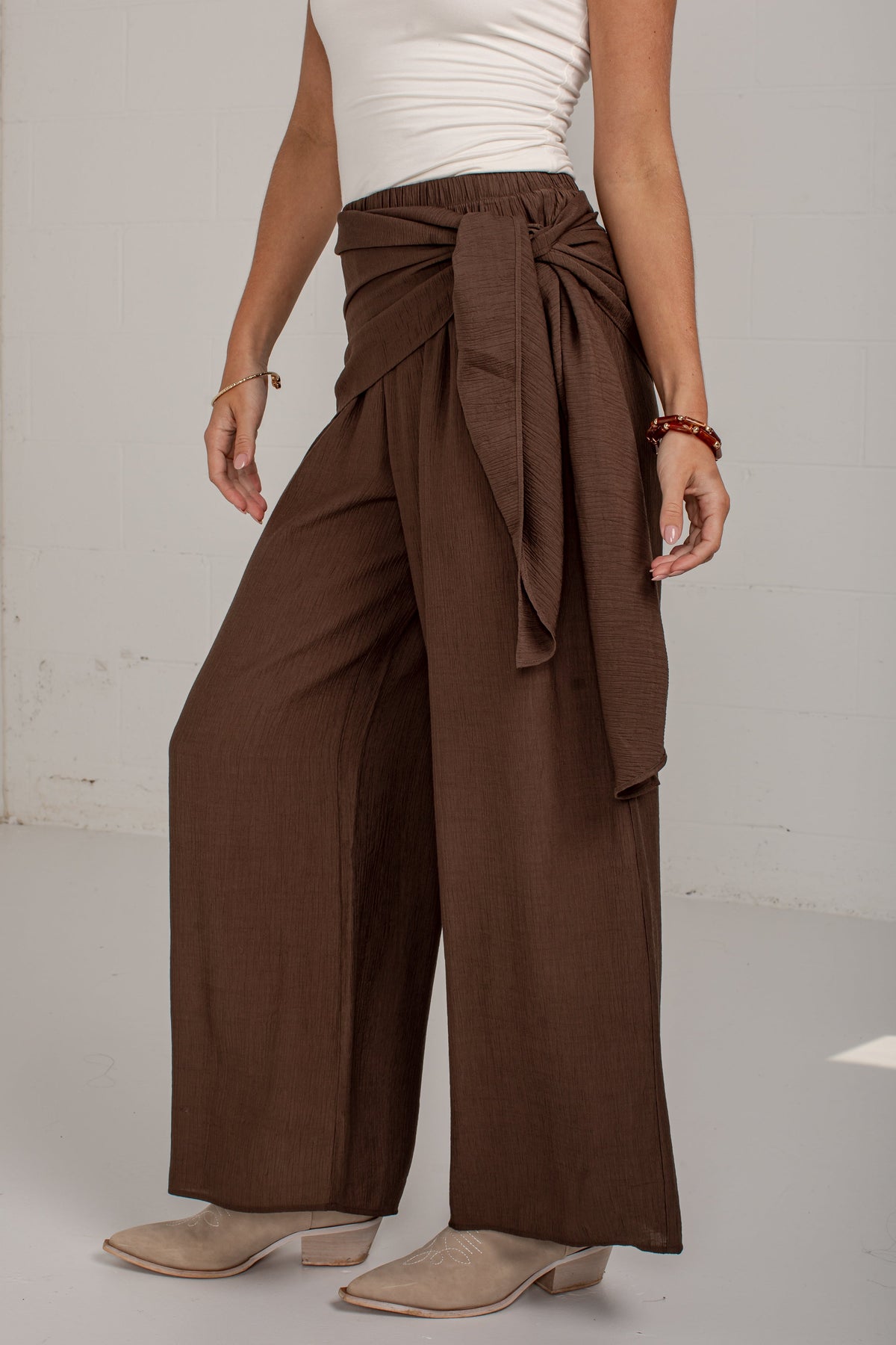 Downtown Edit Brown Wide Leg Pants