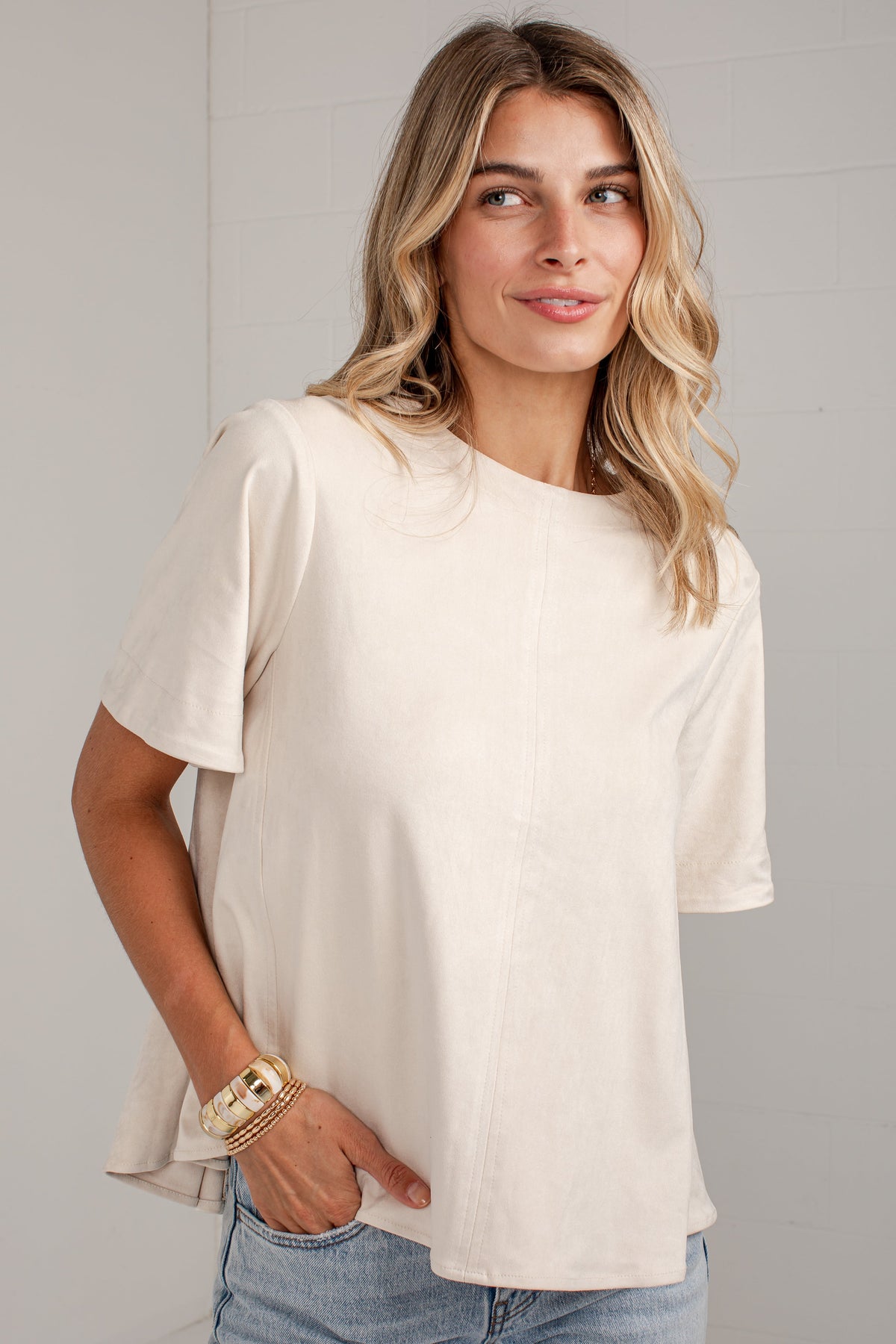 Classic Intentions Cream Suede Blouse