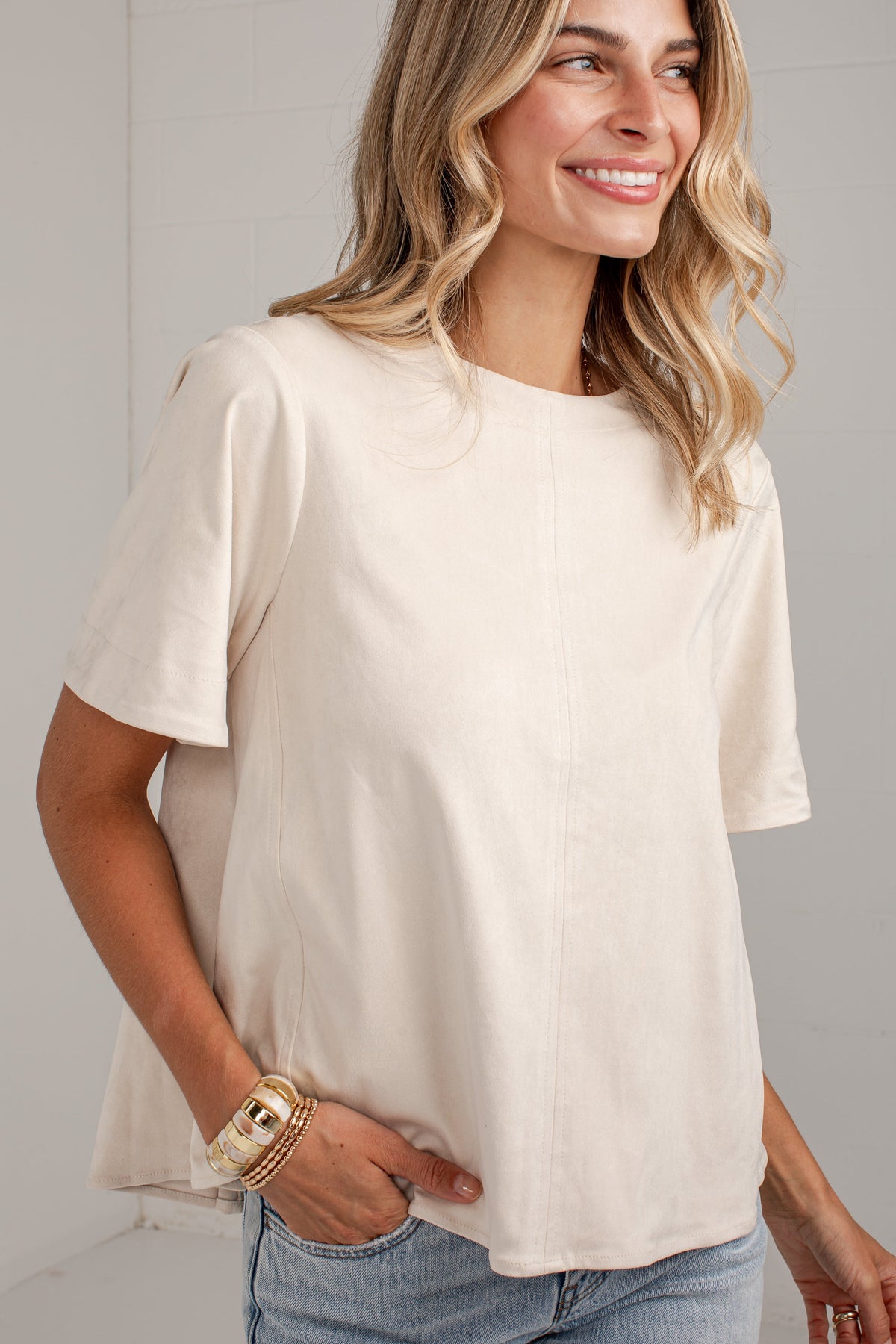 Classic Intentions Cream Suede Blouse