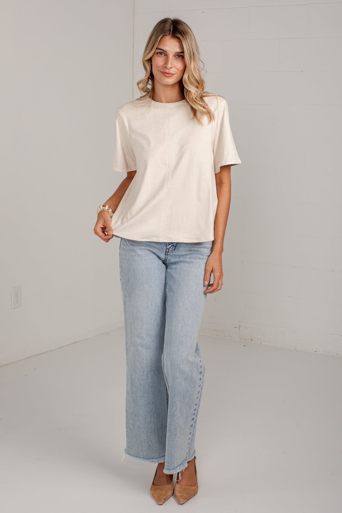 Classic Intentions Cream Suede Blouse