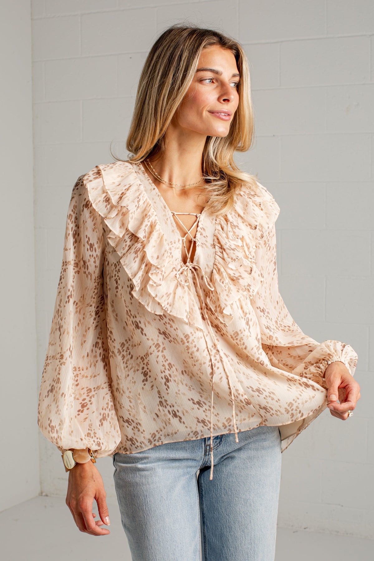 A Little Daydream Cream Printed Blouse