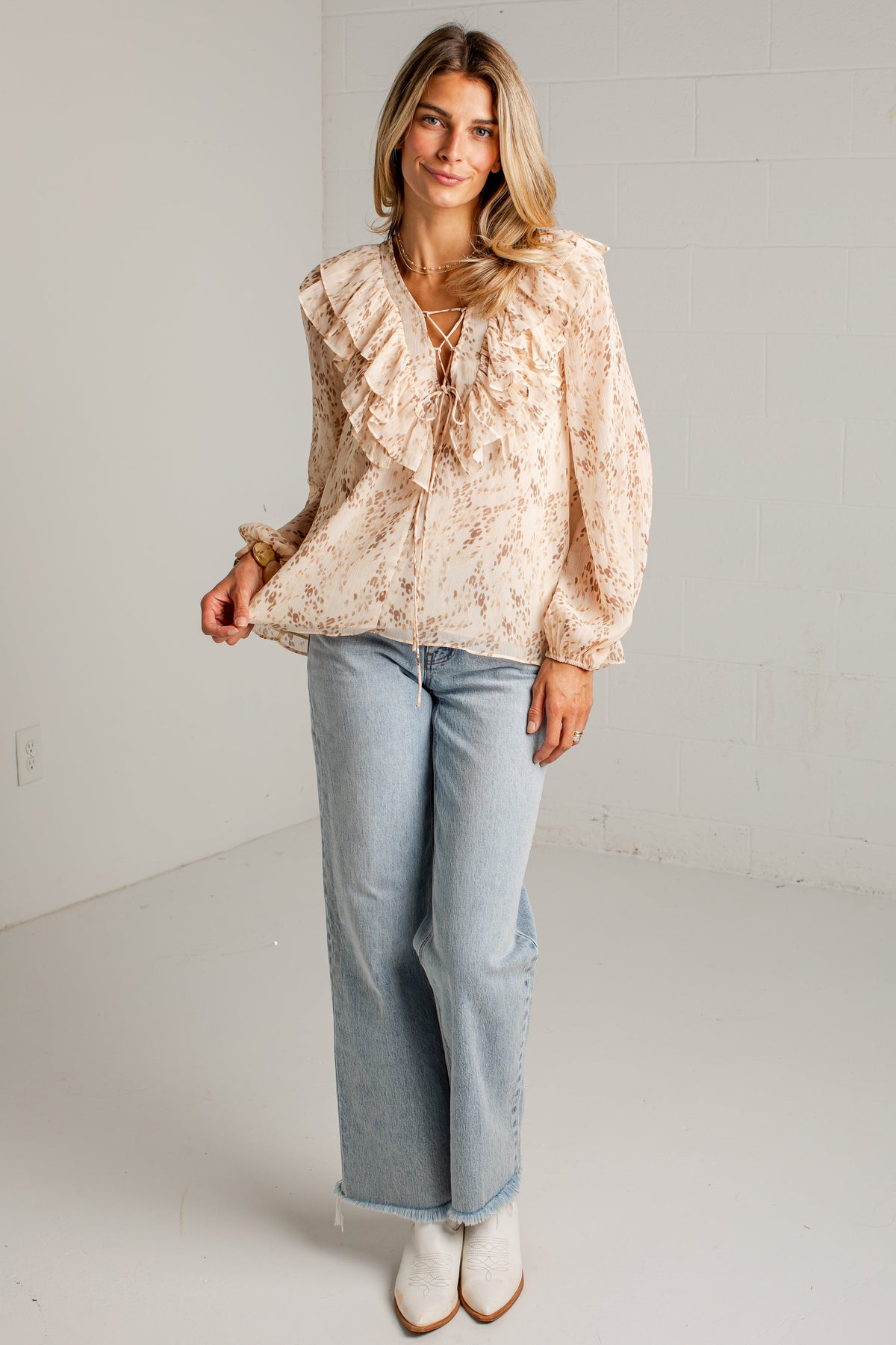 A Little Daydream Cream Printed Blouse