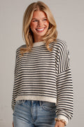 Better By The Minute Striped Cream Knit Top