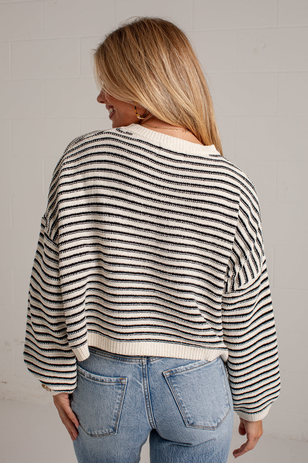 Better By The Minute Striped Cream Knit Top