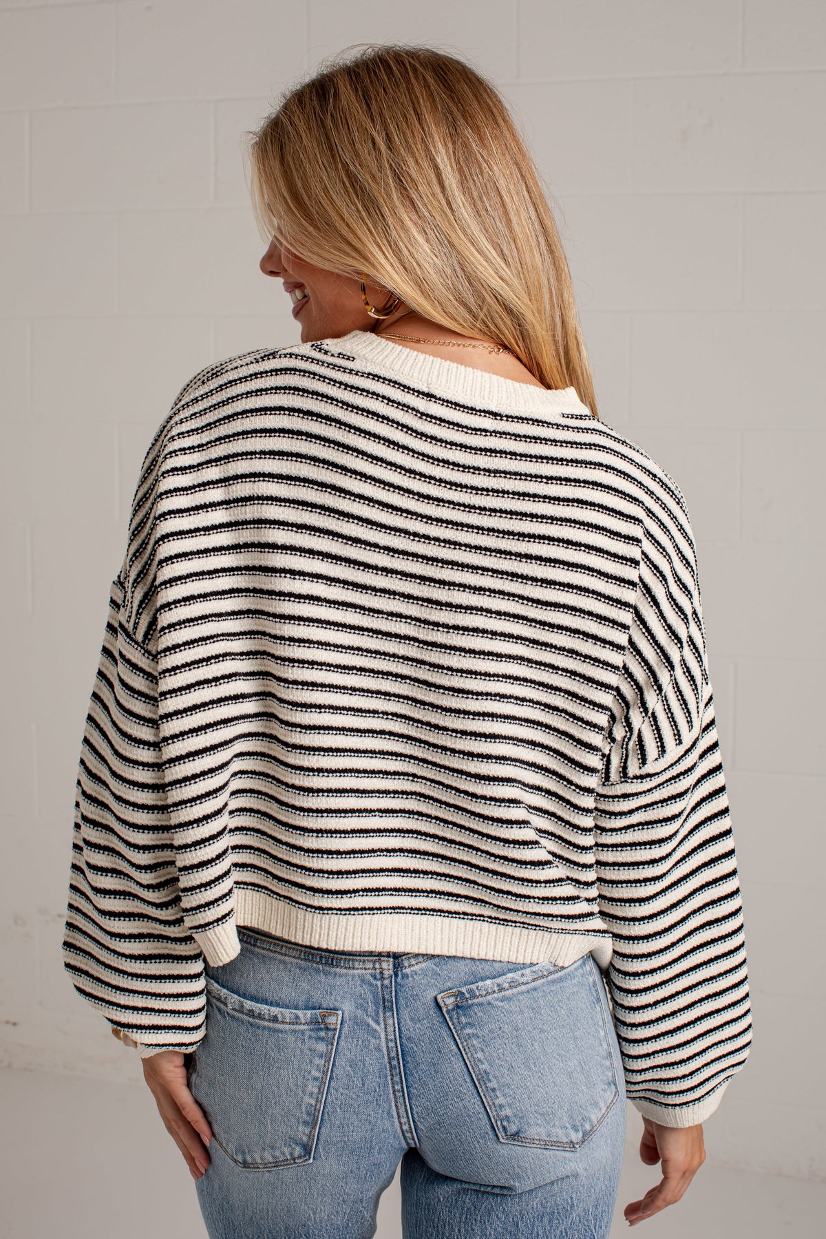 Better By The Minute Striped Cream Knit Top