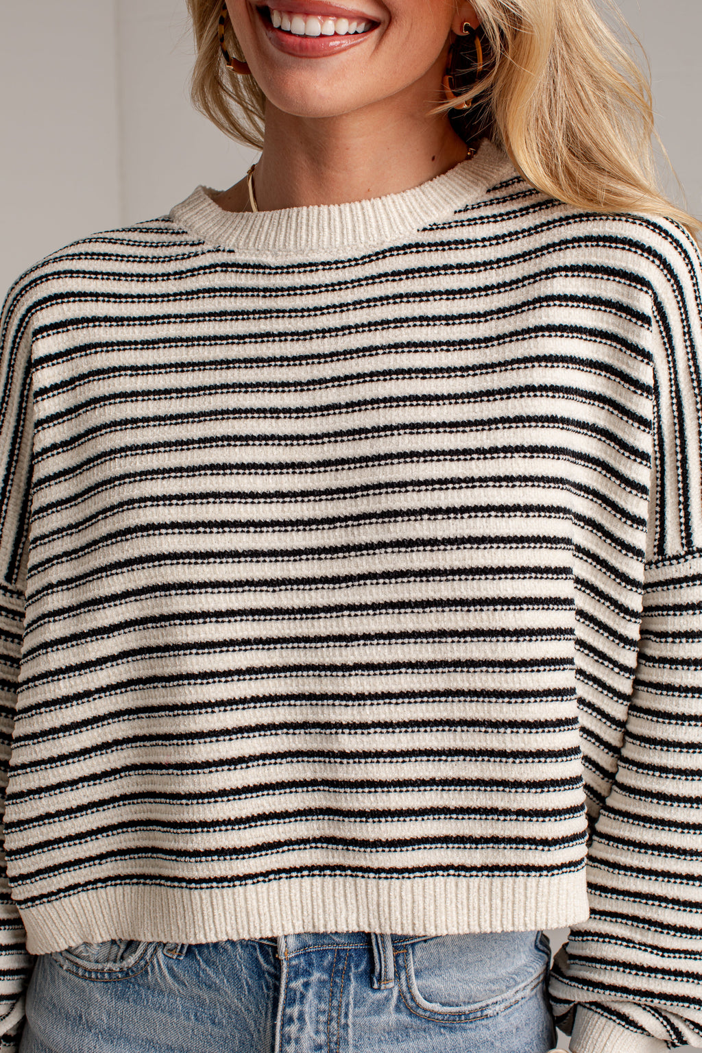 Better By The Minute Striped Cream Knit Top