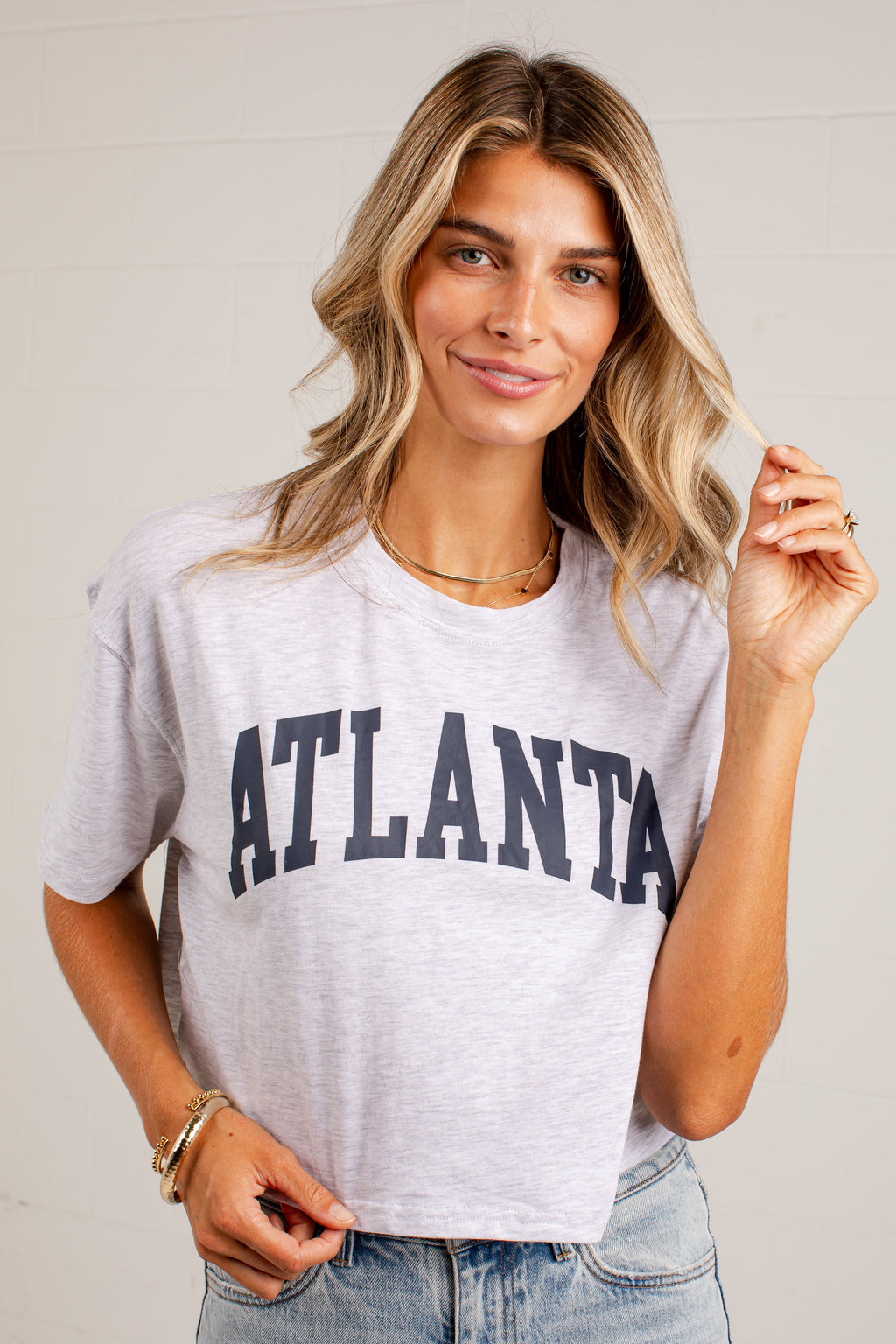 Atlanta Navy Cropped Graphic Tee