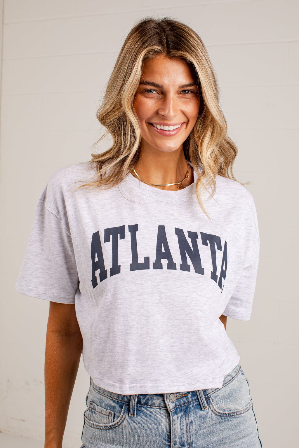 Atlanta Navy Cropped Graphic Tee