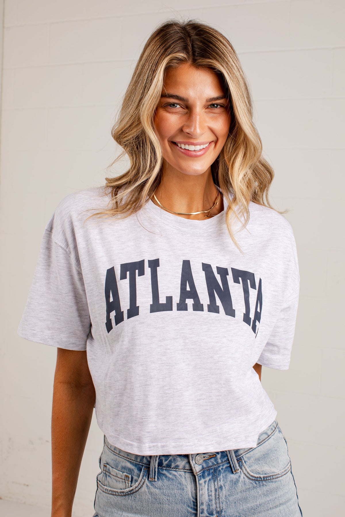 Atlanta Navy Cropped Graphic Tee