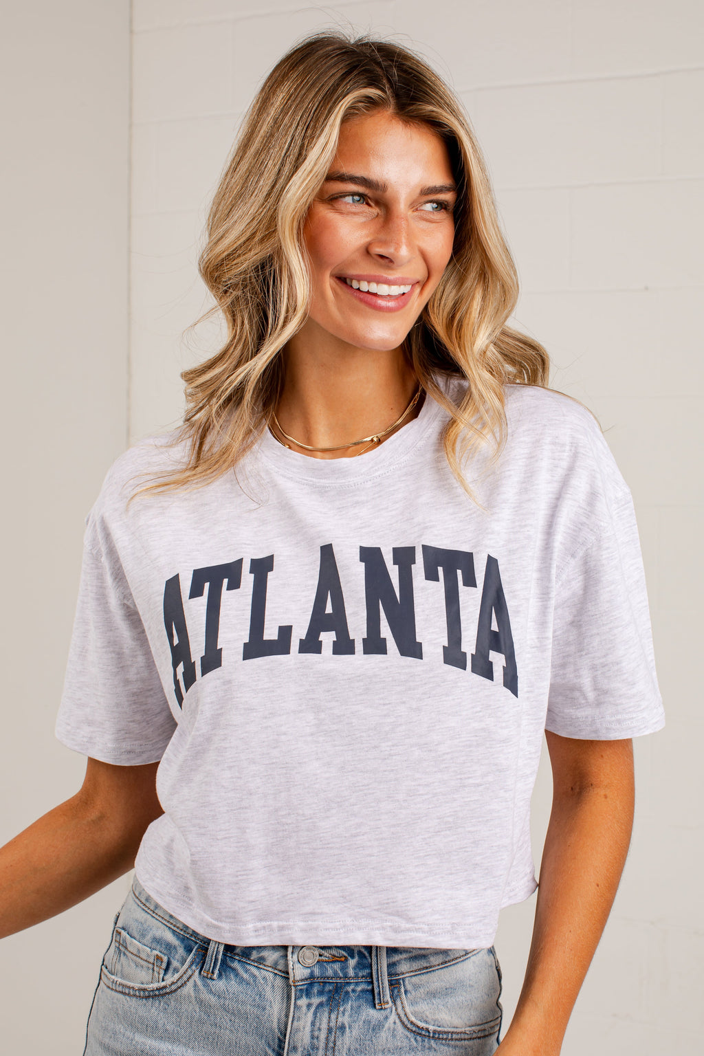Atlanta Navy Cropped Graphic Tee