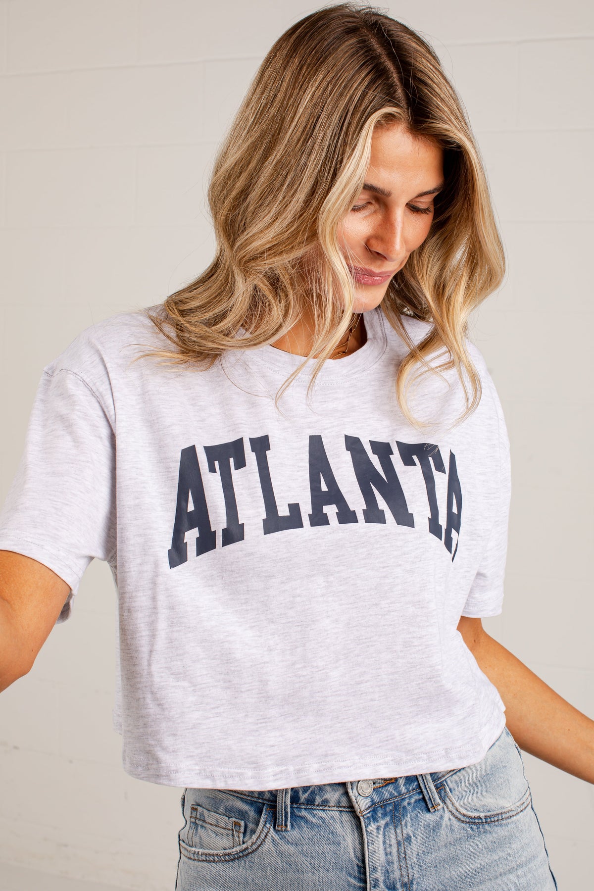 Atlanta Navy Cropped Graphic Tee